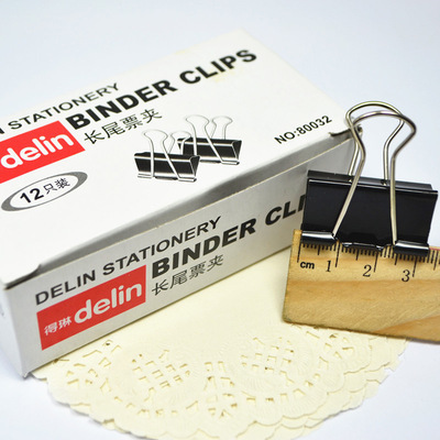 【大量批發(fā)得琳 32mm 黑色長尾夾】價格,廠家,圖片,夾子,上海奧果商貿(mào)-